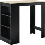 Helloshop26 - table de bar avec rangement bistro haut avec 3 tagres 110 cm noir et chne