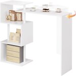 Table de bar rotatif woltu en mdf et métal, table de cuisine avec 3 tablettes, 134x38x112cm, blanc Table de bar rotatif woltu en mdf et métal, table de cuisine avec 3 tablettes, 134x38x112cm, blanc