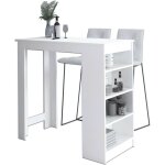 Table de bar pour le tabouret akord blanche 115 cm fa�ade blanche 4 �tag�res 115x50x103 cm