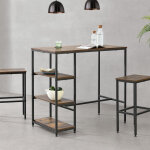 Table de bar v�xj� 3 �tag�res 100 x 109 x 60 cm noir effet bois fonc� [en. casa]