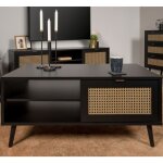Finori - table basse 1 porte 100x60x46, 1 cm noir et naturel - umbria Finori - table basse 1 porte 100x60x46, 1 cm noir et naturel - umbria
