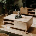 Les tendances - calicosy - table basse 2 niches l100 cm - impression rotin - bali