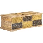 Vidaxl ? table basse fixe en bois de manguier massif 100x50x35 cm ? 2 portes escamotables ? d�coration ...