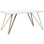 Beliani - table basse 150 x 80 cm blanc effet marbre avec pieds dors de style glamour et rtro pour ...