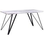 Beliani - table basse 150 x 80 cm blanc effet marbre avec pieds noirs de style glamour et rtro pour ...