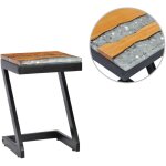 Table basse 30x30x50 cm bois de teck massif et polyr�sine vidaxl
