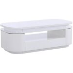Vente - unique - table basse 4 portes et 1 tiroir avec leds en mdf - blanc laqu� - vandana