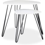 Helloshop26 - table basse d'appoint angulaire lot de 2 bois et métal blanc et noir Helloshop26 - table basse d'appoint angulaire lot de 2 bois et métal blanc et noir