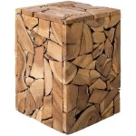 Table basse d'appoint en forme de cube en bois de teck massif ultra durable trs dcorative pour salon ...