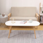 Sifree - table basse en bois massif - table basse de salon blanche - 110x50x40cm design scandinave Sifree - table basse en bois massif - table basse de salon blanche - 110x50x40cm design scandinave