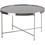 Beliani - table basse table caf� ronde 63 cm en verre et acier noire et argent�e design moderne pour ...