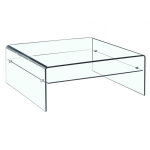 Table basse carre 100 cm en verre tremp avec tagre vitre - ice