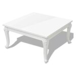 Table basse carr�e bois blanc brillant mento 80cm