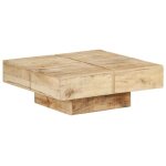 Table basse carr�e bois de manguier massif 80x80x28