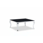 Table basse carr�e chrome verre noir 100x100x45 cm baroque