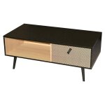 Urban living - table basse avec poigne effet cuir noir atmosphera