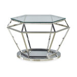 Paris prix - table basse design 'ruby' 80cm transparent & argent
