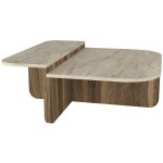 Table basse - effet travertin beige et naturel fonc� - maralia