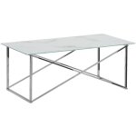 Beliani - table basse emporia 50 x 100 cm effet marbre en verre et acier blanc et argenté Beliani - table basse emporia 50 x 100 cm effet marbre en verre et acier blanc et argenté