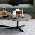 Hellin - table basse 84x77x34 cm en cramique noire et acier