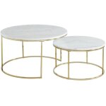 Pascal morabito - tables basses gigognes angela - marbre blanc et mtal dor de
