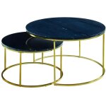 Pascal morabito - tables basses gigognes angela de marbre noir et m�tal dor�