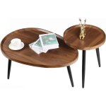 Unho - table basse gigogne en bois vintage lot de 2 table salon scandinave 80x55x38cm + 40x47. 5cm Unho - table basse gigogne en bois vintage lot de 2 table salon scandinave 80x55x38cm + 40x47. 5cm