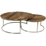Table basse gigogne ronde en bois recycl milla