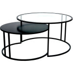 Miliboo - tables basses gigognes rondes design verre trempé et métal noir tahl (lot de 2) Miliboo - tables basses gigognes rondes design verre trempé et métal noir tahl (lot de 2)
