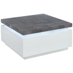 Vente - unique - table basse halo ii - 2 tiroirs - mdf laqué - avec leds - blanc et béton Vente - unique - table basse halo ii - 2 tiroirs - mdf laqué - avec leds - blanc et béton