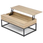 Idmarket - table basse detroit - plateau relevable - design industriel - naturel Idmarket - table basse detroit - plateau relevable - design industriel - naturel