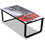 Table basse avec impression de cabine t�l�phonique dessus verre vidaxl