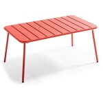 Table basse de jardin acier rouge 90 x 50 cm - palavas