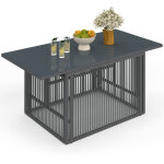 Table basse de jardin relevable rectangulaire 100 cm rio structure m�tal et cordage gris anthracite