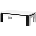 Meublorama - table basse lina blanche et noire brillante ? 125 x 42 x 65 cm