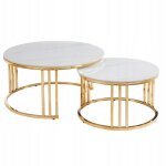 Table basse (lot de 2) l23 - fx marbre blanc (80 + 60)