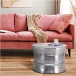 Womo - design - table basse martel�e de salon - table d'appoint ronde artisanale � 62x33 cm - aluminium ...