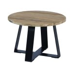 Table basse en mtal anthracite et teck recycl d 60 cm orsay