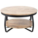 Made in meubles - table basse en m�tal et bois de manguier jules