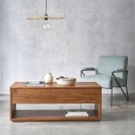 Table basse en mindi massif finition noyer Table basse en mindi massif finition noyer