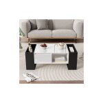 Table basse moderne 105 x 60 x 40, 5 cm - design noir et blanc, surface brillante, tiroirs et 4 compartiments ... Table basse moderne 105 x 60 x 40, 5 cm - design noir et blanc, surface brillante, tiroirs et 4 compartiments ...