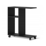 Table basse organisateur 60x22x65cm(lxpxh)trasco 1 noir sur roulettes design moderne