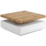Vente - unique - table basse pivotante avec 1 tiroir en mdf - blanc et naturel - kyria