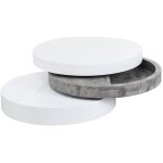 Table basse pivotante ronde avec 1 niche en mdf - béton et blanc - janita Table basse pivotante ronde avec 1 niche en mdf - béton et blanc - janita
