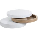Vente - unique - table basse pivotante ronde avec 1 niche en mdf - blanc et naturel clair - janita Vente - unique - table basse pivotante ronde avec 1 niche en mdf - blanc et naturel clair - janita