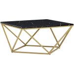 Beliani - table basse avec plateau carr effet marbre noir en mdf et cadre gomtrique en mtal dor ...