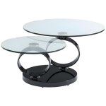 Vente - unique - table basse avec plateaux pivotants joline - verre tremp transparent et pied chrom ...