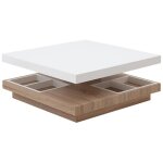 Vente - unique - table basse - plateau pivotant - mdf laqué blanc et chêne - fausto ii Vente - unique - table basse - plateau pivotant - mdf laqué blanc et chêne - fausto ii