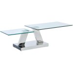 Vente - unique - table basse avec plateaux pivotants - verre tremp et acier inoxydable - transparent ...