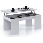 Pegane - table basse  plateau relevable coloris blanc brillant - dim : 100 x 50 x 42 cm